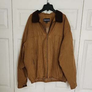 Aberdeen Collection Men's Suede Tan Jacket with Brown Collar